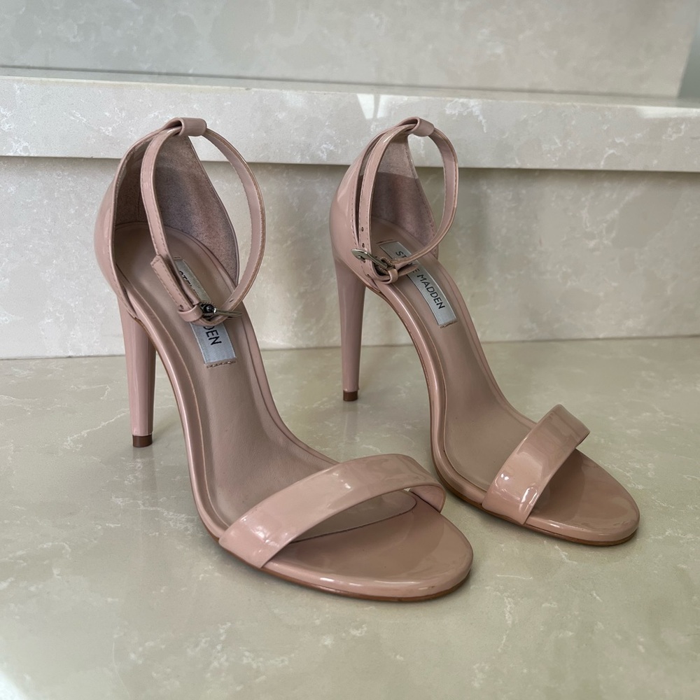 Steve Madden Angelina Patent Blush Nude Strappy Heel - Size 7